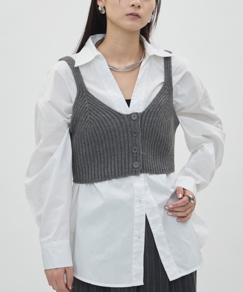 DFFUR.(ディフル)の「フロント釦ショートビスチェ(ベスト・レディース・ブラック/アイボリー/グレー・FREE)」の18枚目の写真