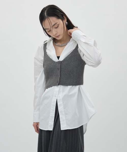 DFFUR.(ディフル)の「フロント釦ショートビスチェ(ベスト・レディース・ブラック/アイボリー/グレー・FREE)」の11枚目の写真