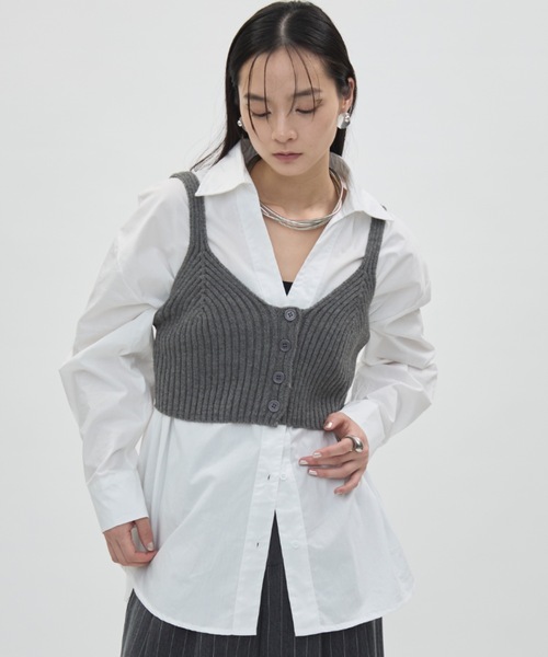 DFFUR.(ディフル)の「フロント釦ショートビスチェ(ベスト・レディース・ブラック/アイボリー/グレー・FREE)」の10枚目の写真