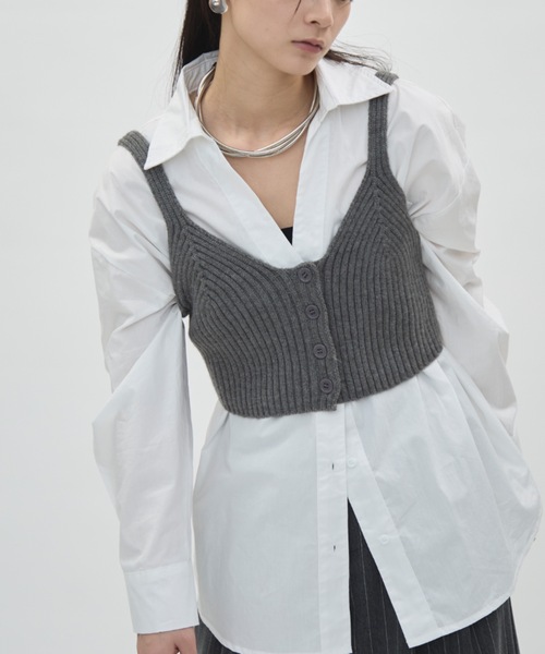 DFFUR.(ディフル)の「フロント釦ショートビスチェ(ベスト・レディース・ブラック/アイボリー/グレー・FREE)」の20枚目の写真