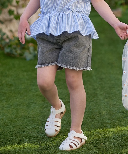 Piet（ピエット）の「【綿100%】裾フリンジ デニム ショートパンツ（その他パンツ・キッズ・ブルー/グレー・130/120/110/100）」の19枚目の写真