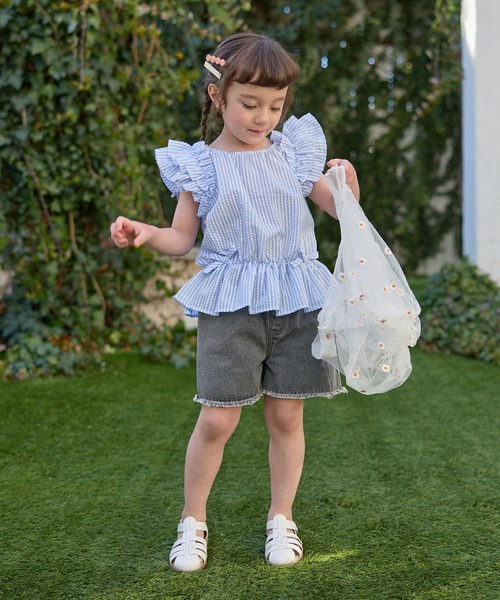 Piet（ピエット）の「【綿100%】裾フリンジ デニム ショートパンツ（その他パンツ・キッズ・ブルー/グレー・130/120/110/100）」の18枚目の写真