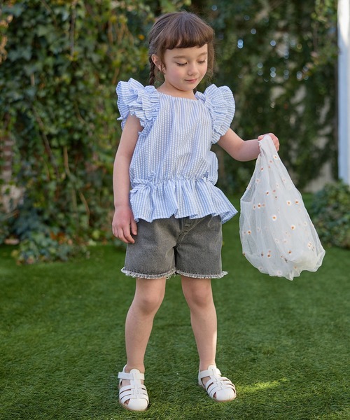 Piet（ピエット）の「【綿100%】裾フリンジ デニム ショートパンツ（その他パンツ・キッズ・ブルー/グレー・130/120/110/100）」の17枚目の写真