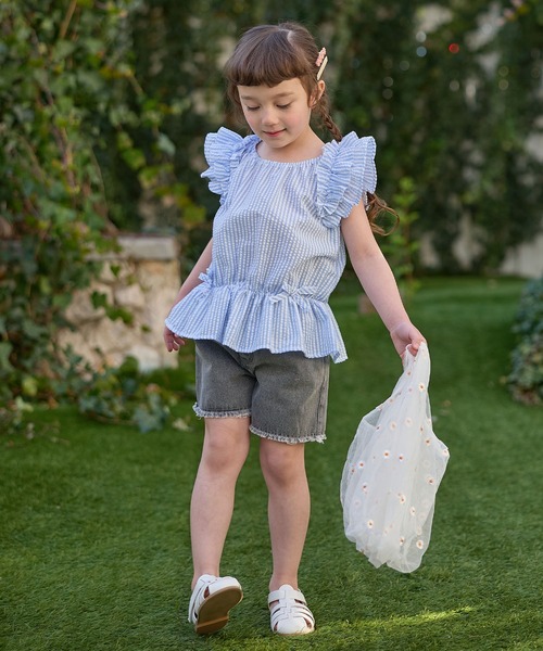 Piet（ピエット）の「【綿100%】裾フリンジ デニム ショートパンツ（その他パンツ・キッズ・ブルー/グレー・130/120/110/100）」の15枚目の写真