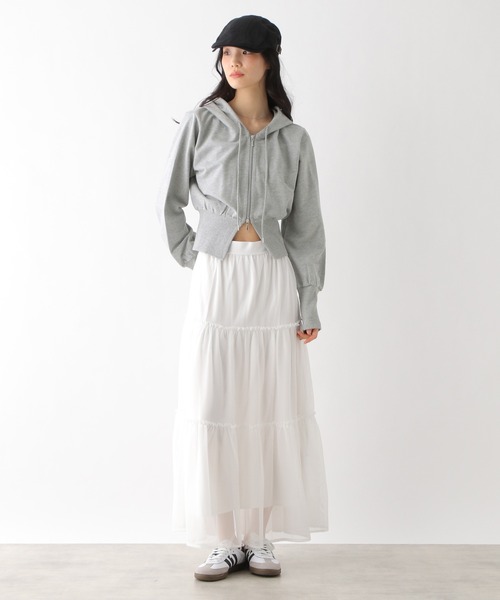 Heather(ヘザー)の「スリットWZIPフーディ 327126(パーカー・レディース・グレー/オートミール/ネイビー・FREE)」の13枚目の写真