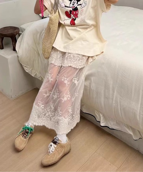 AMAJI(アマジ)の「レース×刺繍シアースカート(スカート・レディース・ホワイト/ブラック/アイボリー・FREE)」の8枚目の写真