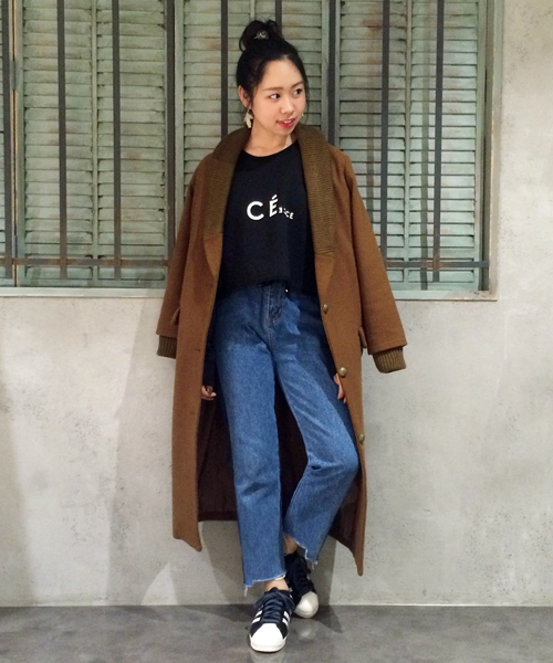 WHO'S WHO gallery(フーズフーギャラリー)の「【BURNINGMAN】リブロングコート(チェスターコート・レディース・チャコールグレー/キャメル/カーキ/ワインレッド・FREE)」の4枚目の写真