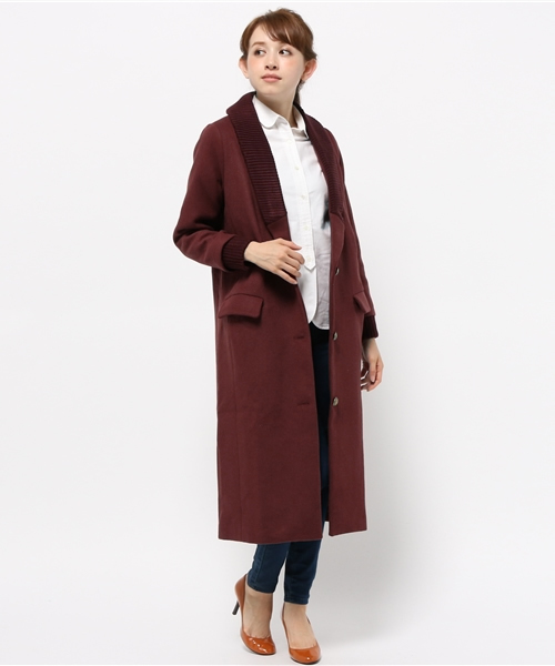 WHO'S WHO gallery(フーズフーギャラリー)の「【BURNINGMAN】リブロングコート(チェスターコート・レディース・チャコールグレー/キャメル/カーキ/ワインレッド・FREE)」の14枚目の写真