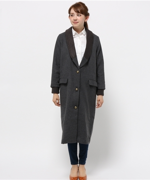 WHO'S WHO gallery(フーズフーギャラリー)の「【BURNINGMAN】リブロングコート(チェスターコート・レディース・チャコールグレー/キャメル/カーキ/ワインレッド・FREE)」の5枚目の写真