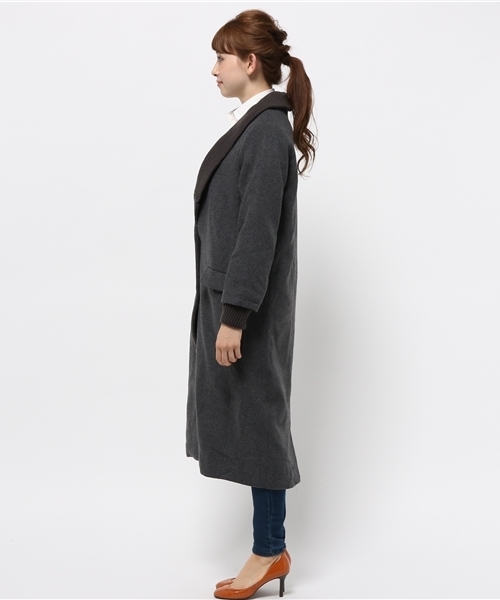 WHO'S WHO gallery(フーズフーギャラリー)の「【BURNINGMAN】リブロングコート(チェスターコート・レディース・チャコールグレー/キャメル/カーキ/ワインレッド・FREE)」の6枚目の写真