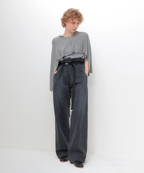 DRESSLAVE（ドレスレイブ）の「over tuck black denim pants(オーバータックブラックデニムパンツ)（デニムパンツ・レディース・ブラック・38）」の7枚目の写真