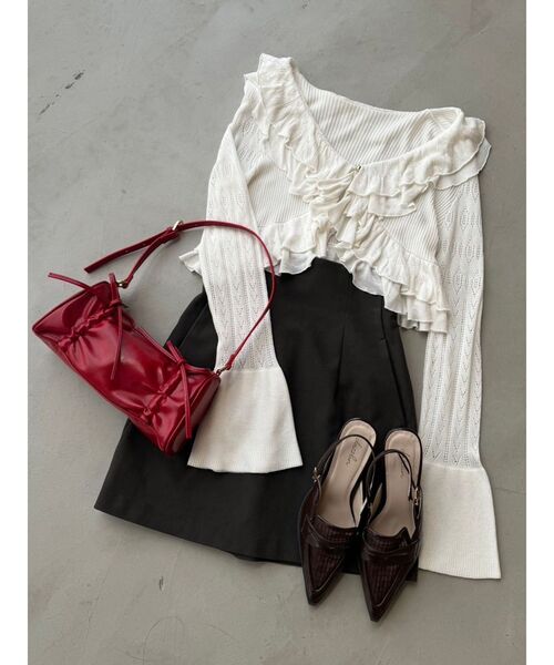 dazzlin（ダズリン）の「ダブルギャザーリボンバッグ（ハンドバッグ・レディース・アイボリー/ブラック/レッド・FREE）」の7枚目の写真