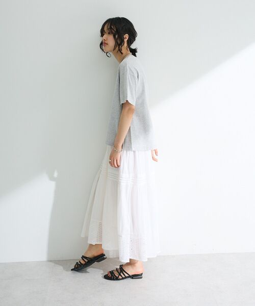 Green　Parks（グリーンパークス）の「フォトプリントボックスTシャツ（Tシャツ/カットソー・レディース・ネイビー/オフホワイト/杢グレー・FREE）」の6枚目の写真