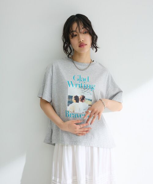 Green　Parks（グリーンパークス）の「フォトプリントボックスTシャツ（Tシャツ/カットソー・レディース・ネイビー/オフホワイト/杢グレー・FREE）」の8枚目の写真
