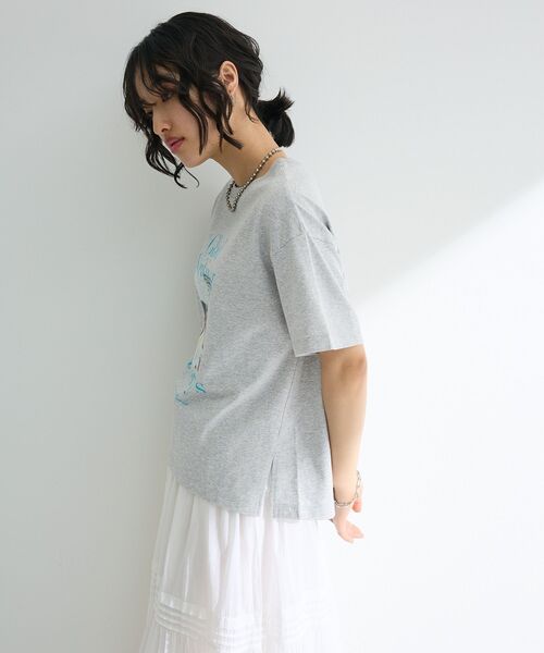 Green　Parks（グリーンパークス）の「フォトプリントボックスTシャツ（Tシャツ/カットソー・レディース・ネイビー/オフホワイト/杢グレー・FREE）」の10枚目の写真