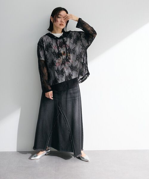 Green　Parks（グリーンパークス）の「フォトプリントボックスTシャツ（Tシャツ/カットソー・レディース・ネイビー/オフホワイト/杢グレー・FREE）」の14枚目の写真