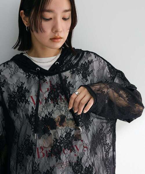 Green　Parks（グリーンパークス）の「フォトプリントボックスTシャツ（Tシャツ/カットソー・レディース・ネイビー/オフホワイト/杢グレー・FREE）」の15枚目の写真