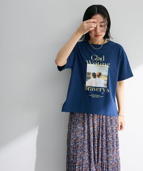 Green　Parks（グリーンパークス）の「フォトプリントボックスTシャツ（Tシャツ/カットソー・レディース・ネイビー/オフホワイト/杢グレー・FREE）」の22枚目の写真
