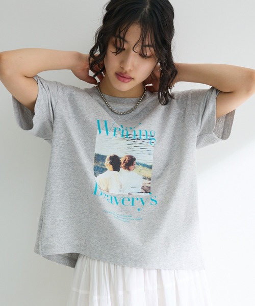 Green　Parks（グリーンパークス）の「フォトプリントボックスTシャツ（Tシャツ/カットソー・レディース・ネイビー/オフホワイト/杢グレー・FREE）」の3枚目の写真