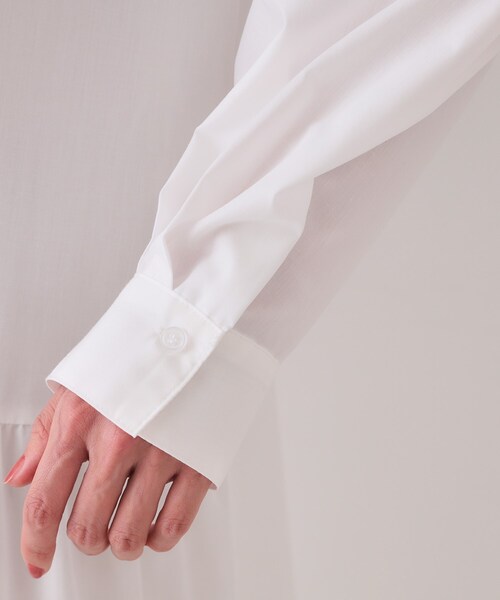 OPAQUE.CLIP（オペークドットクリップ）の「裾タックティアードシャツワンピース【洗濯機洗い可】（ワンピース・レディース・ネイビー/ホワイト・42/40/38）」の16枚目の写真