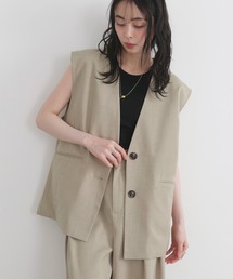 リネンタッチノーカラーベスト