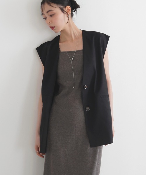 LIAN(リアン)の「リネンタッチノーカラーベスト(ベスト・レディース・アイボリー/ブラック/チャコールグレー/ベージュ・FREE)」の12枚目の写真