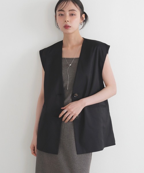 LIAN(リアン)の「リネンタッチノーカラーベスト(ベスト・レディース・アイボリー/ブラック/チャコールグレー/ベージュ・FREE)」の16枚目の写真