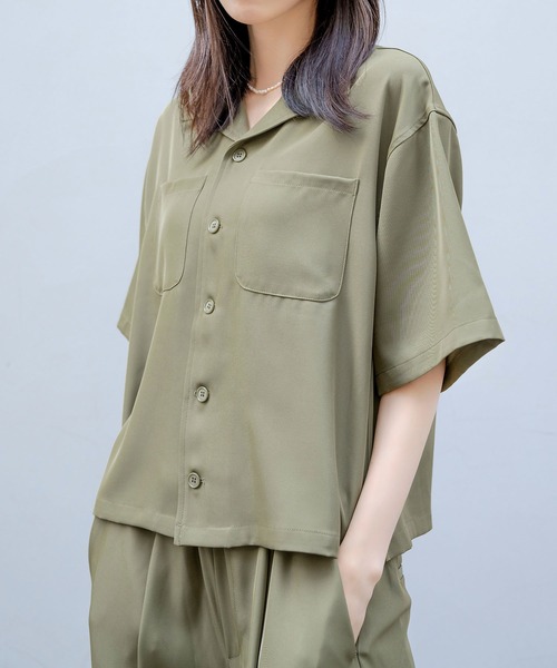 Nora Lily（ノラリリー）の「【Nora Lily】Open Collar Square Shirt【2】(UNISEX)（シャツ/ブラウス・メンズ・アイボリー/カーキ/チャコールグレー・FREE）」の3枚目の写真