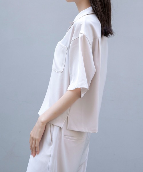 Nora Lily（ノラリリー）の「【Nora Lily】Open Collar Square Shirt【2】(UNISEX)（シャツ/ブラウス・メンズ・アイボリー/カーキ/チャコールグレー・FREE）」の5枚目の写真