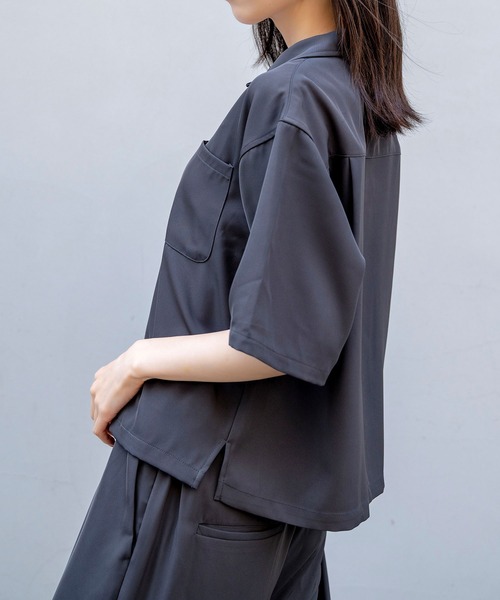 Nora Lily（ノラリリー）の「【Nora Lily】Open Collar Square Shirt【2】(UNISEX)（シャツ/ブラウス・メンズ・アイボリー/カーキ/チャコールグレー・FREE）」の11枚目の写真