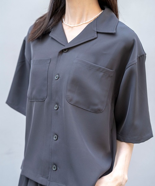 Nora Lily（ノラリリー）の「【Nora Lily】Open Collar Square Shirt【2】(UNISEX)（シャツ/ブラウス・メンズ・アイボリー/カーキ/チャコールグレー・FREE）」の13枚目の写真