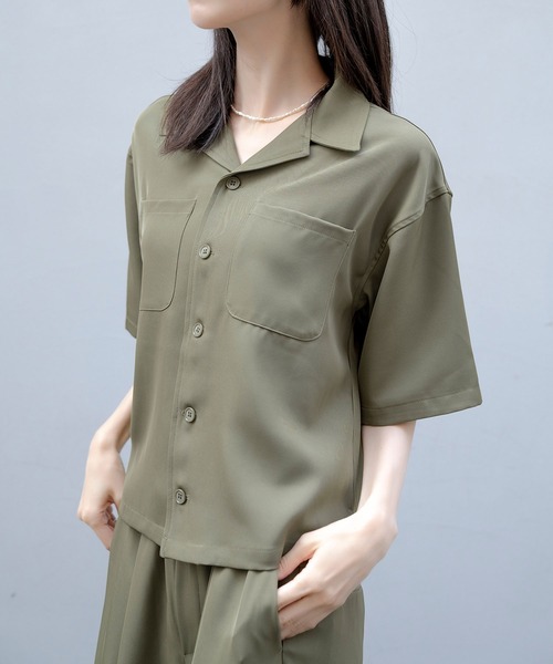 Nora Lily（ノラリリー）の「【Nora Lily】Open Collar Square Shirt【2】(UNISEX)（シャツ/ブラウス・メンズ・アイボリー/カーキ/チャコールグレー・FREE）」の18枚目の写真