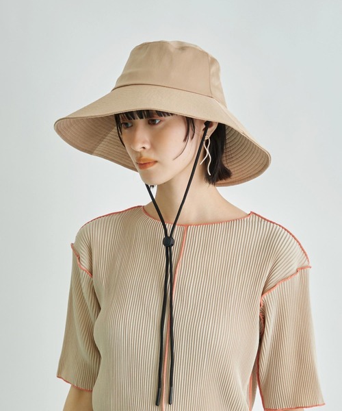 Settimissimo（セッティミッシモ）の「接触冷感 ワイド ブリム ハット（ハット・レディース・ベージュ/ブラック・FREE）」の7枚目の写真