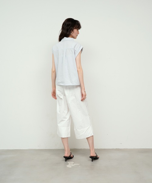 Double cuff French sleeve linen style shirt / ダブルカフ
