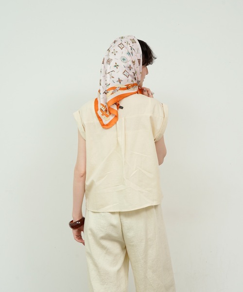 Double cuff French sleeve linen style shirt / ダブルカフ
