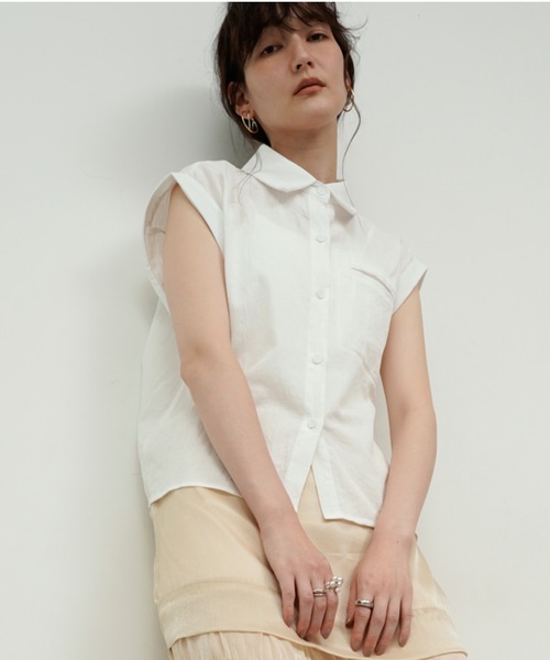 Double cuff French sleeve linen style shirt / ダブルカフ