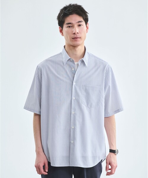BoTT M 半袖ボタン付きシャツ グラニーストライプ BoTT M 半袖ボタン付きシャツ グラニーストライプ