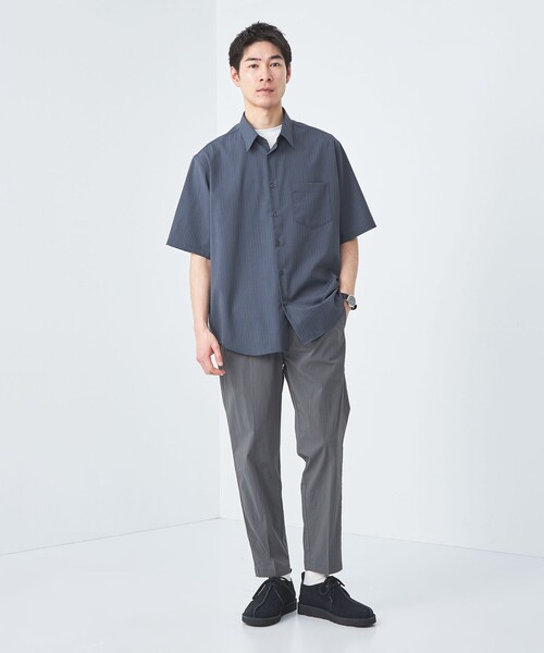 green label relaxing（グリーンレーベルリラクシング）の「ウォッシャブルトロ ジャストルーズ ストライプ 半袖 シャツ  -ストレッチ-（シャツ/ブラウス・メンズ・ホワイト/コバルトブルー/ロイヤルブルー・S/L/M/XL）」の12枚目の写真