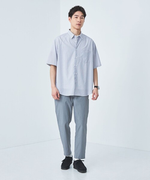 green label relaxing（グリーンレーベルリラクシング）の「ウォッシャブルトロ ジャストルーズ ストライプ 半袖 シャツ  -ストレッチ-（シャツ/ブラウス・メンズ・ホワイト/コバルトブルー/ロイヤルブルー・S/L/M/XL）」の19枚目の写真