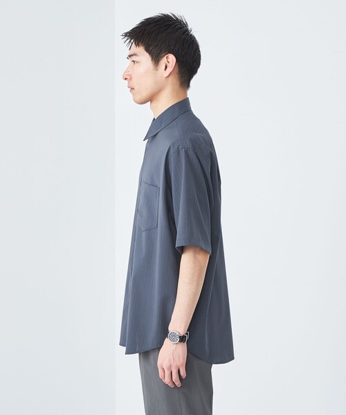 green label relaxing（グリーンレーベルリラクシング）の「ウォッシャブルトロ ジャストルーズ ストライプ 半袖 シャツ  -ストレッチ-（シャツ/ブラウス・メンズ・ホワイト/コバルトブルー/ロイヤルブルー・S/L/M/XL）」の16枚目の写真