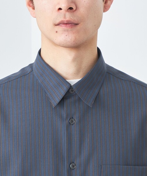green label relaxing（グリーンレーベルリラクシング）の「ウォッシャブルトロ ジャストルーズ ストライプ 半袖 シャツ  -ストレッチ-（シャツ/ブラウス・メンズ・ホワイト/コバルトブルー/ロイヤルブルー・S/L/M/XL）」の18枚目の写真