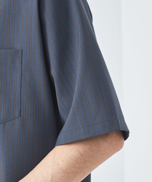 green label relaxing（グリーンレーベルリラクシング）の「ウォッシャブルトロ ジャストルーズ ストライプ 半袖 シャツ  -ストレッチ-（シャツ/ブラウス・メンズ・ホワイト/コバルトブルー/ロイヤルブルー・S/L/M/XL）」の20枚目の写真