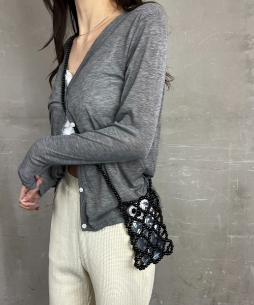 tolene(トレネ)の「ビーズ編み ミニポーチ ミニバッグ ショルダーバッグ(ショルダーバッグ・レディース・シルバー/ブラック/ホワイト・ONE SIZE)」の16枚目の写真