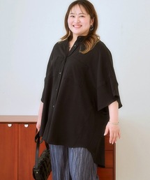 <大きいサイズ> ゆるシルエットとろみシボシャツチュニック