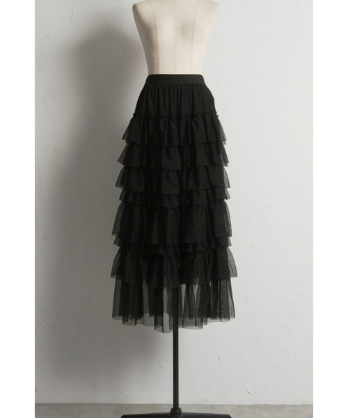 &. NOSTALGIA（アンドドットノスタルジア）の「【ZOZO限定】チュールティアードスカート（スカート・レディース・ブラック/グレー・M）」の20枚目の写真