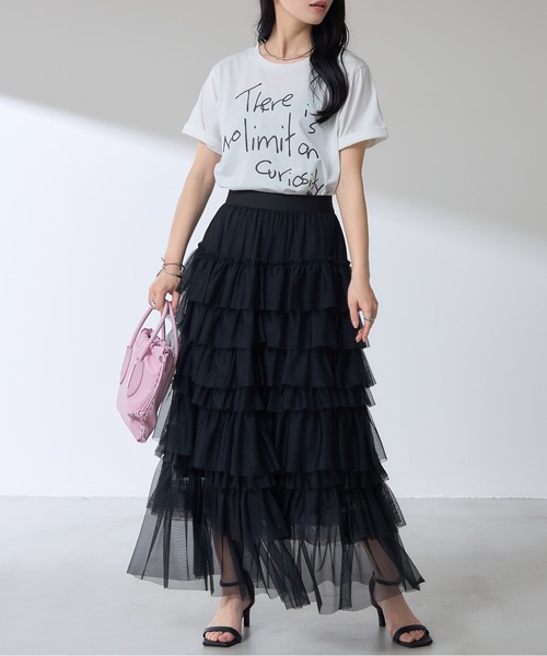 &. NOSTALGIA（アンドドットノスタルジア）の「【ZOZO限定】チュールティアードスカート（スカート・レディース・ブラック/グレー・M）」の3枚目の写真