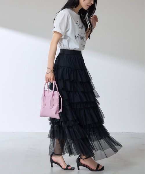 &. NOSTALGIA（アンドドットノスタルジア）の「【ZOZO限定】チュールティアードスカート（スカート・レディース・ブラック/グレー・M）」の4枚目の写真
