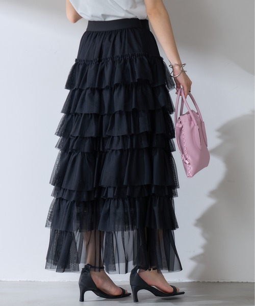 &. NOSTALGIA（アンドドットノスタルジア）の「【ZOZO限定】チュールティアードスカート（スカート・レディース・ブラック/グレー・M）」の6枚目の写真