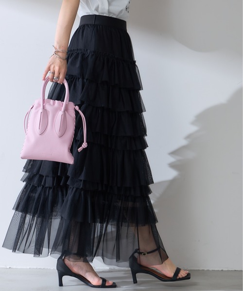 &. NOSTALGIA（アンドドットノスタルジア）の「【ZOZO限定】チュールティアードスカート（スカート・レディース・ブラック/グレー・M）」の7枚目の写真