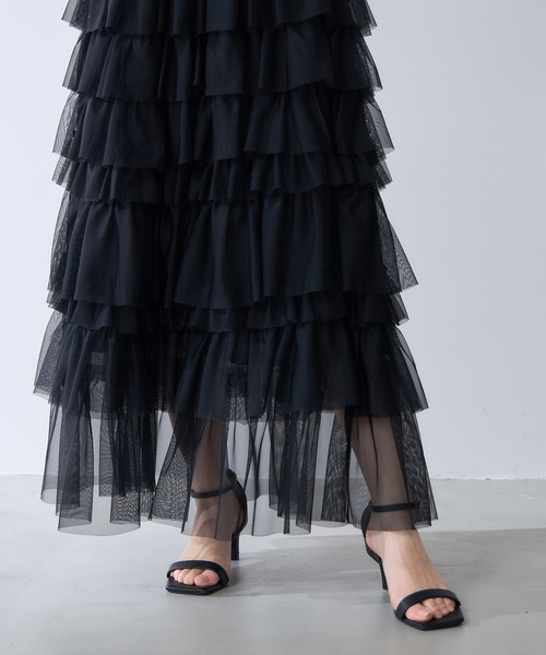 &. NOSTALGIA（アンドドットノスタルジア）の「【ZOZO限定】チュールティアードスカート（スカート・レディース・ブラック/グレー・M）」の8枚目の写真